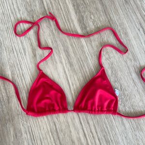 Solid and Striped Red Triangle Bikini Top